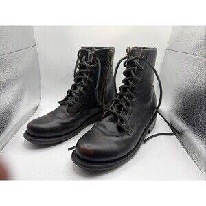 FREEBIRD Manchester Boot Womens 9 Black Leather Zip & Lace up Combat Moto Boot